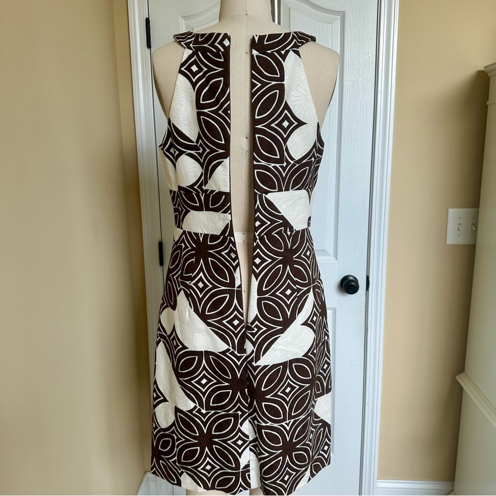 Trina Turk Brown and White Patterned Fitted Halter Dress Size 6 - Picture 6 of 10